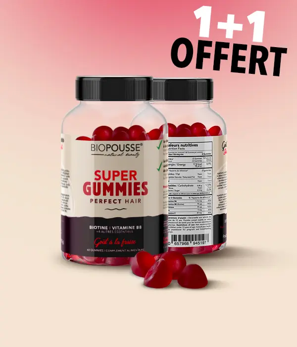 Super Gummies pour booster la pousse des cheveux – Biotine, Vitamine B6, B8, Vitamine C & Zinc – (60 gummies)
